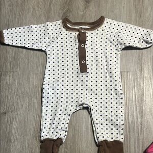 Brown and White Polka Dot Kids One Piece